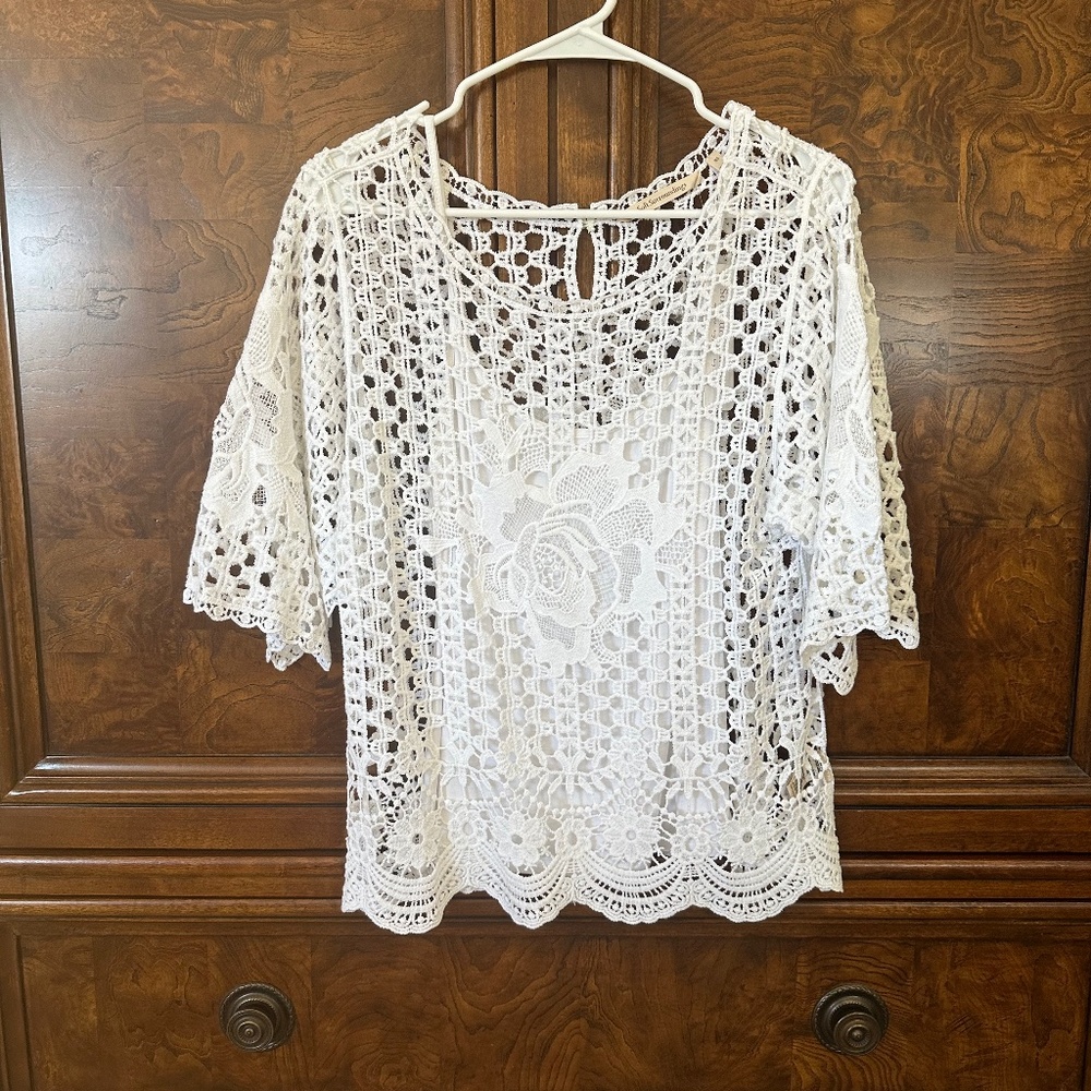 crochet top with attached cami under